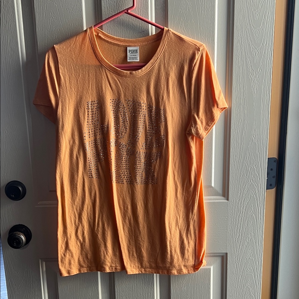 PINK Victoria's Secret Bright Orange Graphic Tee